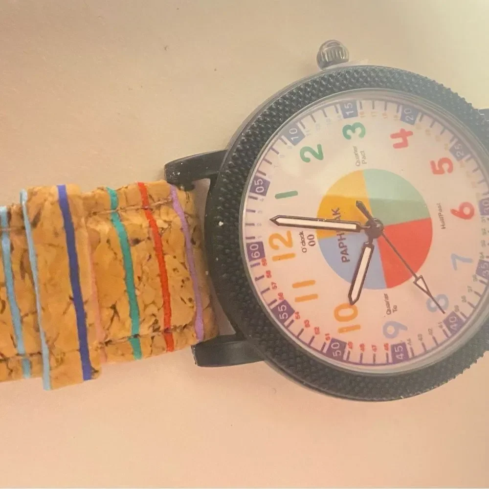 🛍️Multicolor Striped Watch with Black Case paphitak ladiesfashion watch 💥